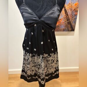 Express Black Mini Dress with Empire Waist and Floral Accents